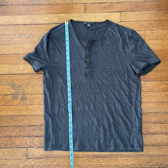 John Varvatos Men’s Bleeker Henley Short Sleeve 100% Linen Neutral Gray Size L - Picture 3 of 8